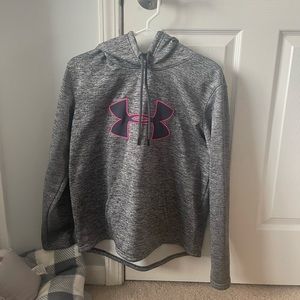 Grey and Pink Under Armour Hoodie